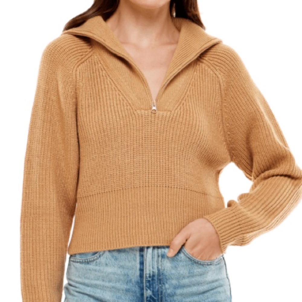 Wayf Camel V-Neck Sweater